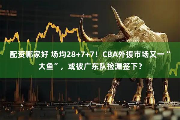 配资哪家好 场均28+7+7！CBA外援市场又一“大鱼”，或被广东队捡漏签下？